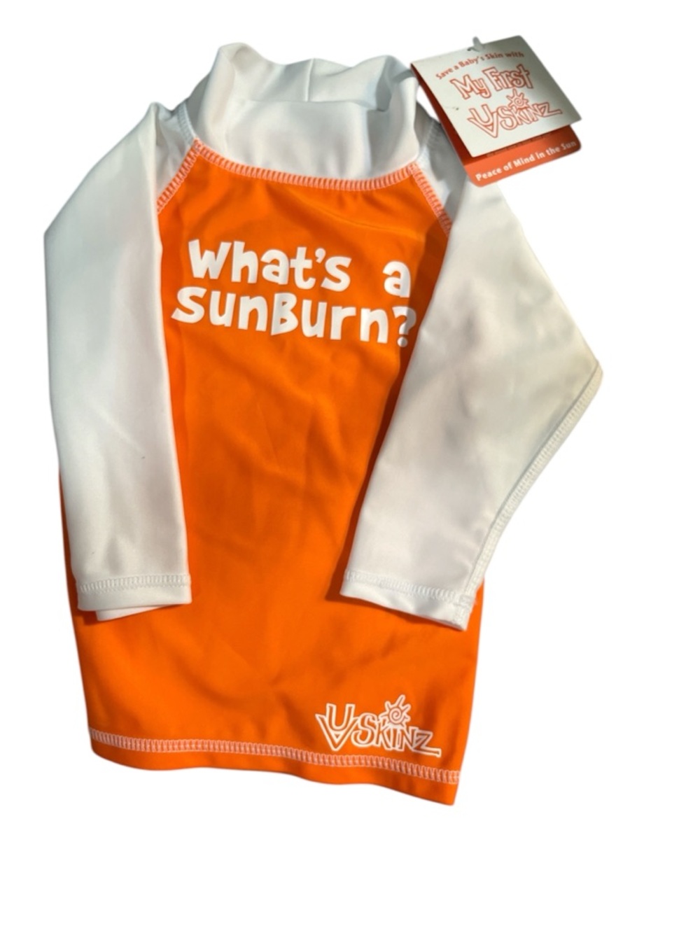 Kids Orange & White Rash Guard - What’s a Sunburn? Size12/24 months NWT
